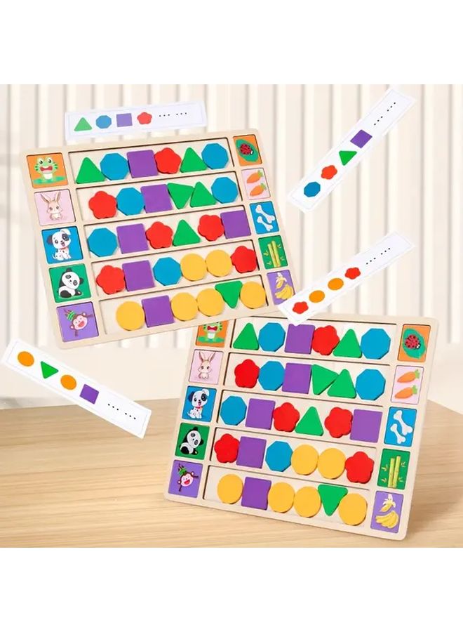 Wooden Pattern Puzzle Toy Geometric Shape Color Logic Matching Board Educational Toy For Kids - Image 2